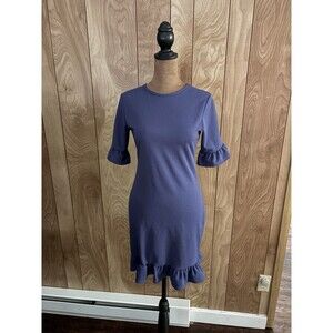 Misguided Women’s Short Sleeve Dress Navy Blue With Ruffle Hem Size 2 US